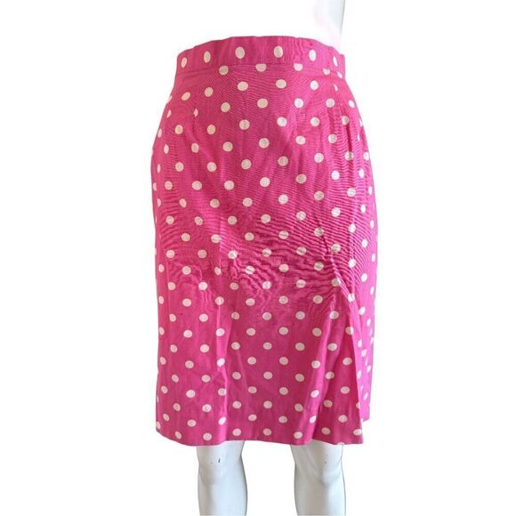 women’s XS hot pink white polka dot skirt set vintage 80s peplum blouse mini pen - Picture 3 of 7
